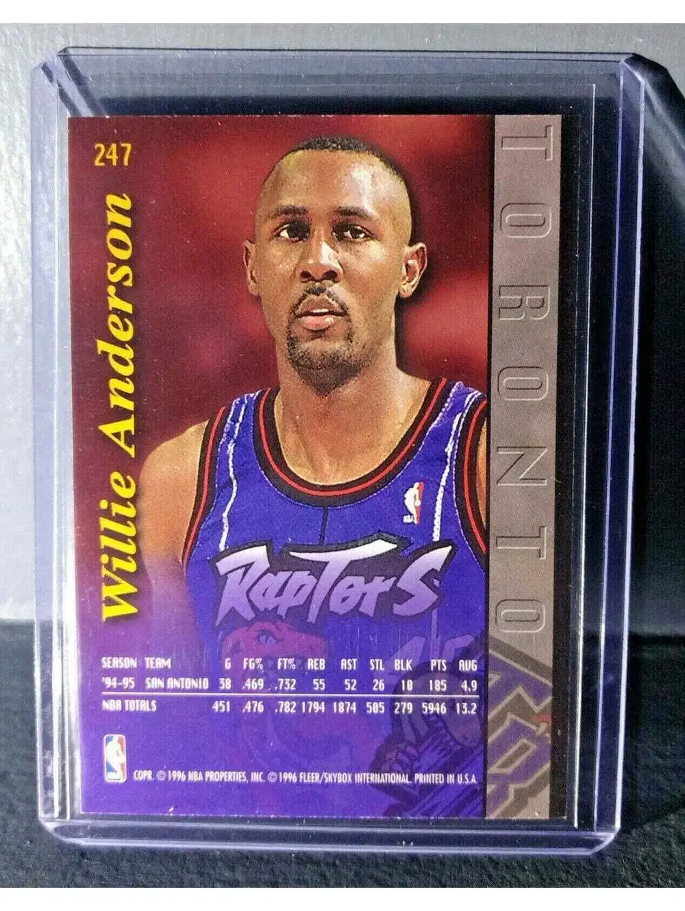1995-96 Willie Anderson Fleer Ultra #247 Raptors Expansion Team Basketball Card